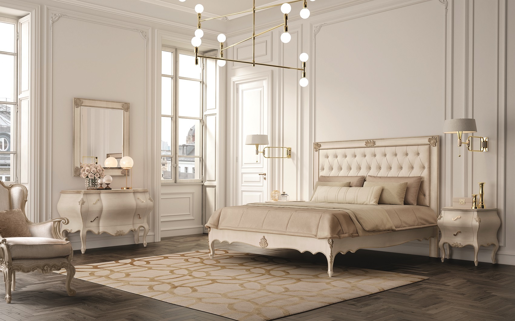 Купить Кровать (2080) Scappini слоновой кости в магазине итальянской мебели Irice home