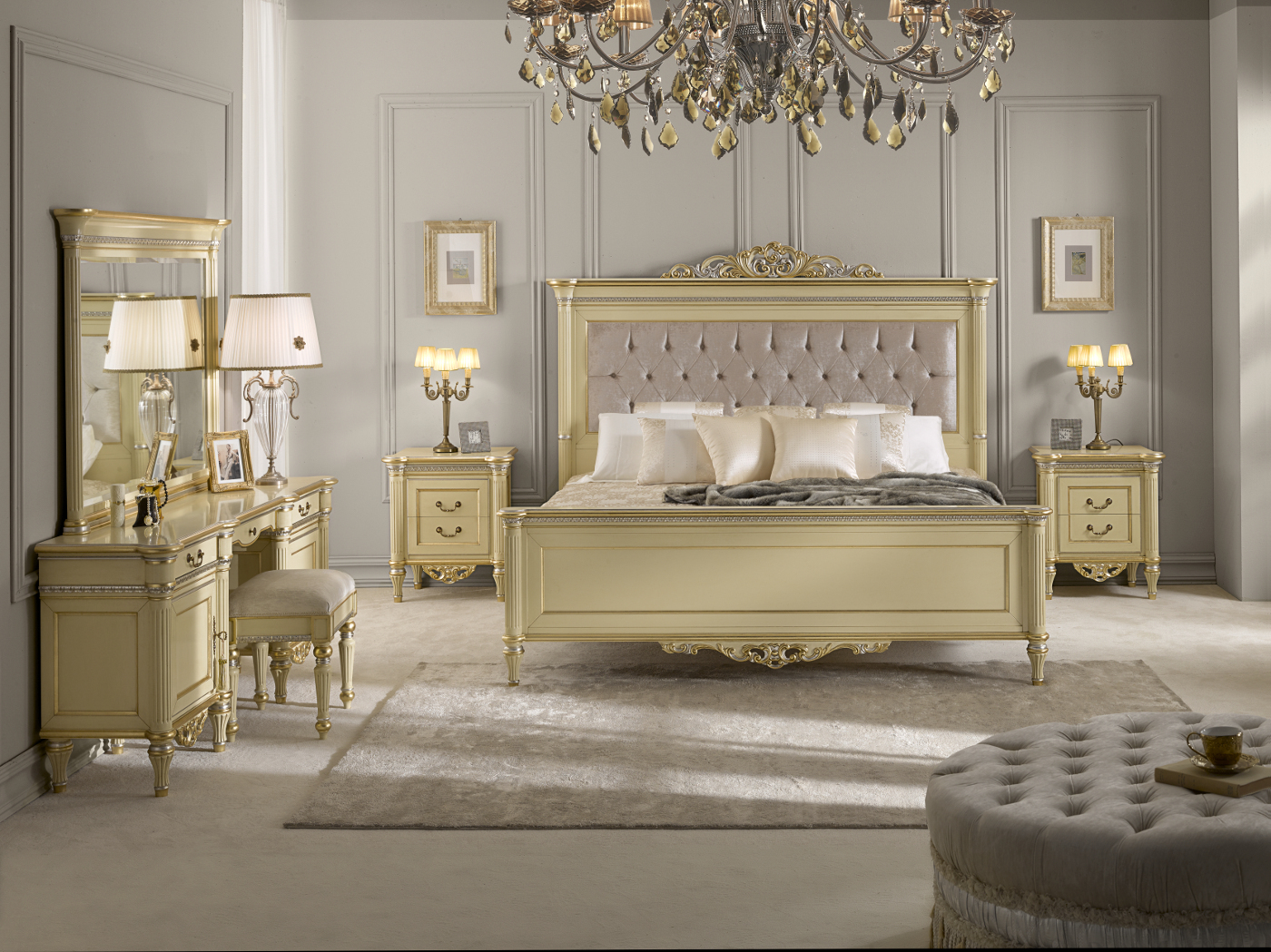 Купить Кровать (2740-GL) Scappini в светлых тонах в магазине итальянской мебели Irice home