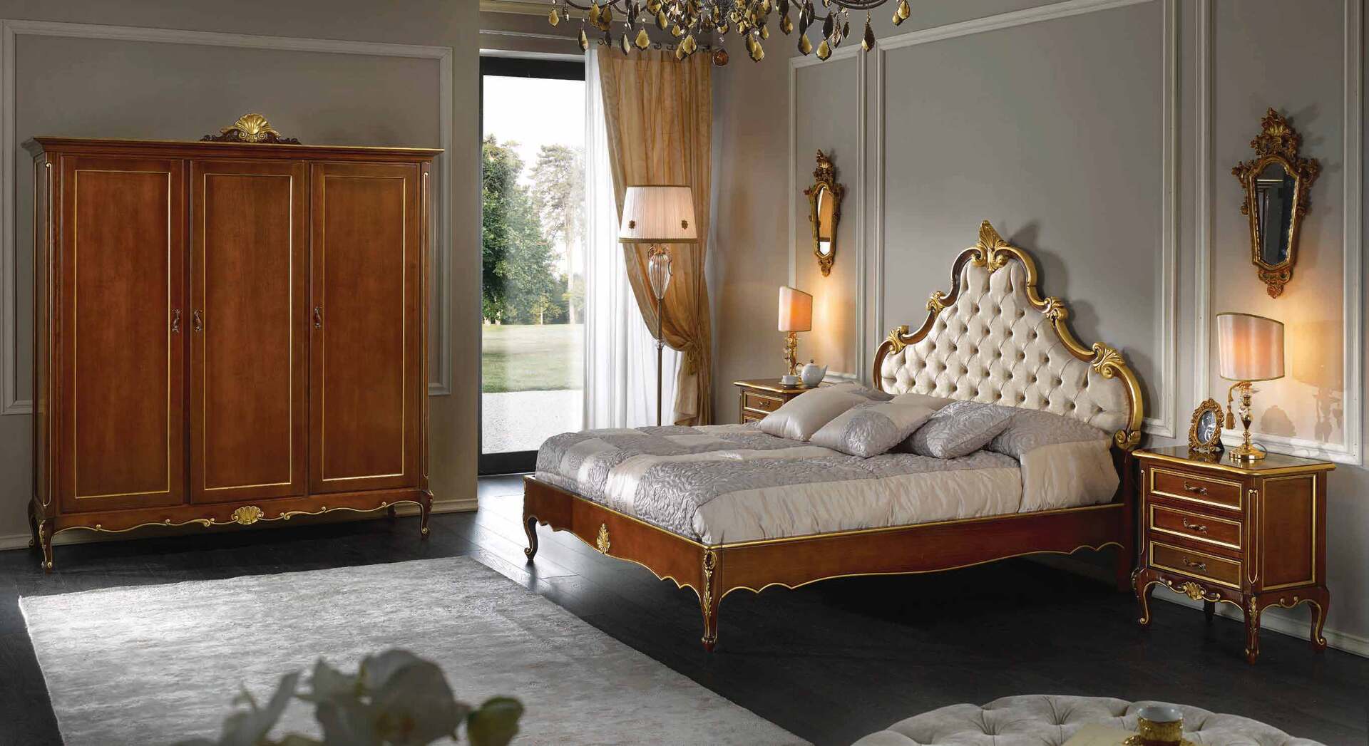 Купить Кровать (2096) Scappini в светлых тонах в магазине итальянской мебели Irice home